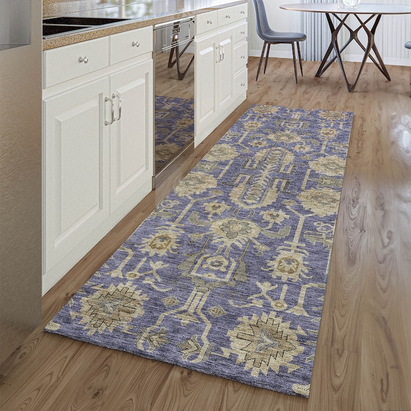 Premium Washable Super Soft Traditional Global Mayfield Rug - Purple - 2' 3" x 7' 6" - Runner