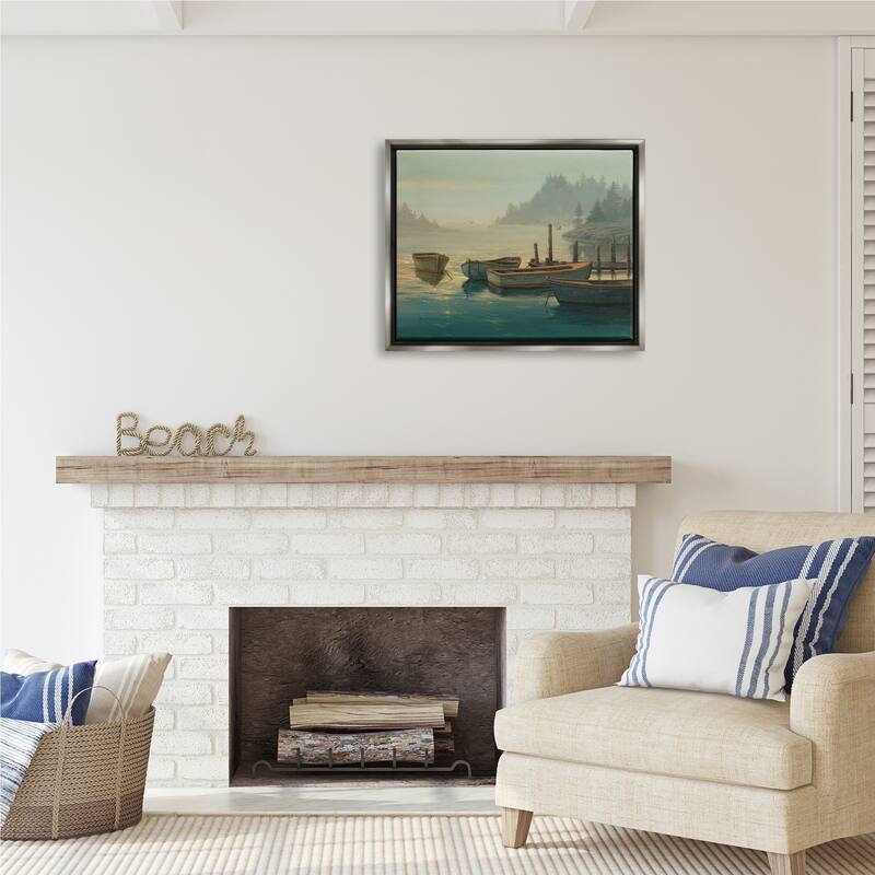 Stupell Docked Boats Landscape Framed Floater Canvas Wall Art Design by Michael Humphries