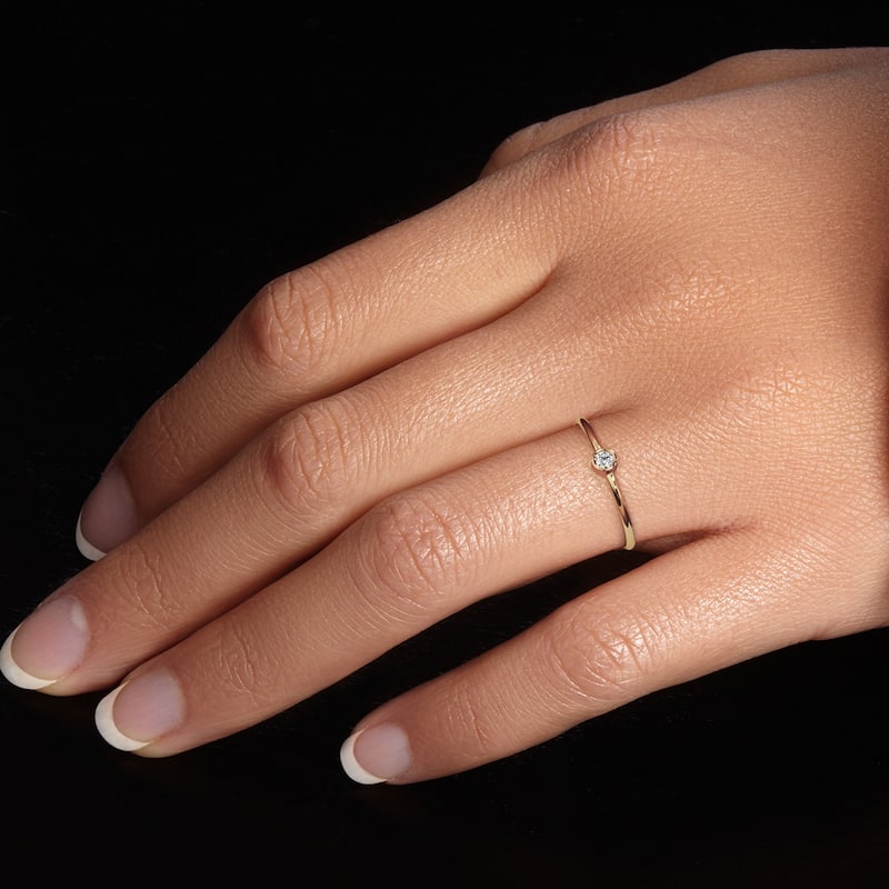 14k Gold Plated Sterling Silver Lab Diamond 1/20 ct Stacking Ring Band