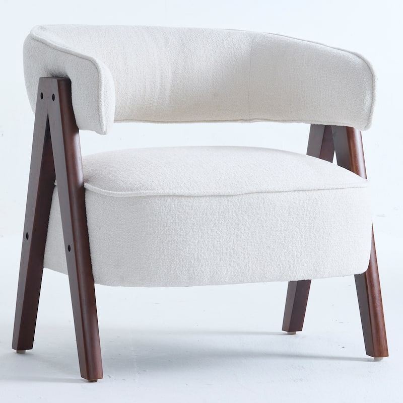 Modern Accent Chair, Armchair with 8.7" Thick Seat Cushion for Living Room - White
