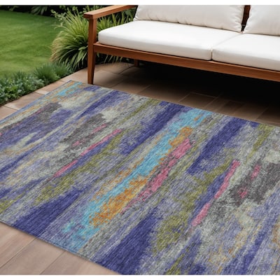 HomeRoots Abstract Transitional Rectangle Outdoor Rug