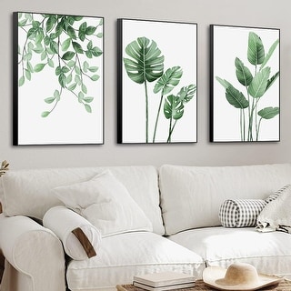 3 Piece Green Plants Poster Canvas Frame Wall Art - Bed Bath & Beyond ...