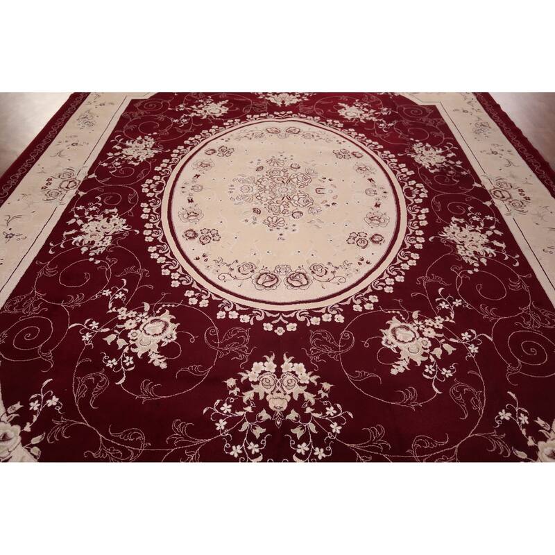 Victorian Style Floral Kashan Turkish Area Rug Machine Made Carpet - 9'9" x 13'3"