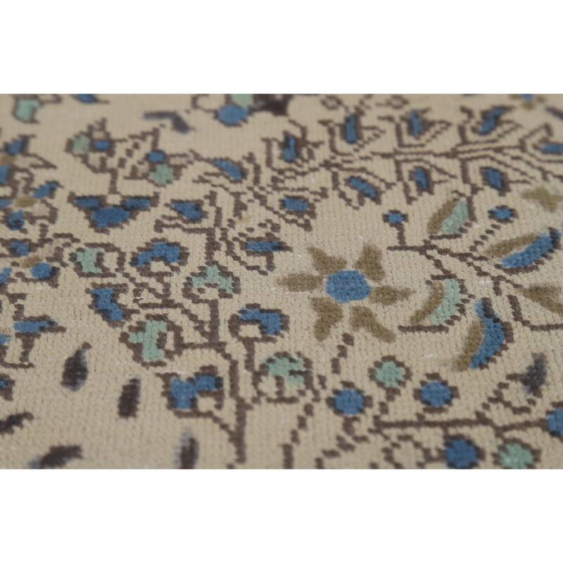 Ivory Tabriz Persian Area Rug Hand-Knotted Wool Carpet - 6'3"x 9'5"