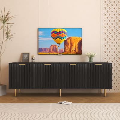 Modern TV Cabinet with 4 Doors for 80 inch TV for Living Room Bedroom