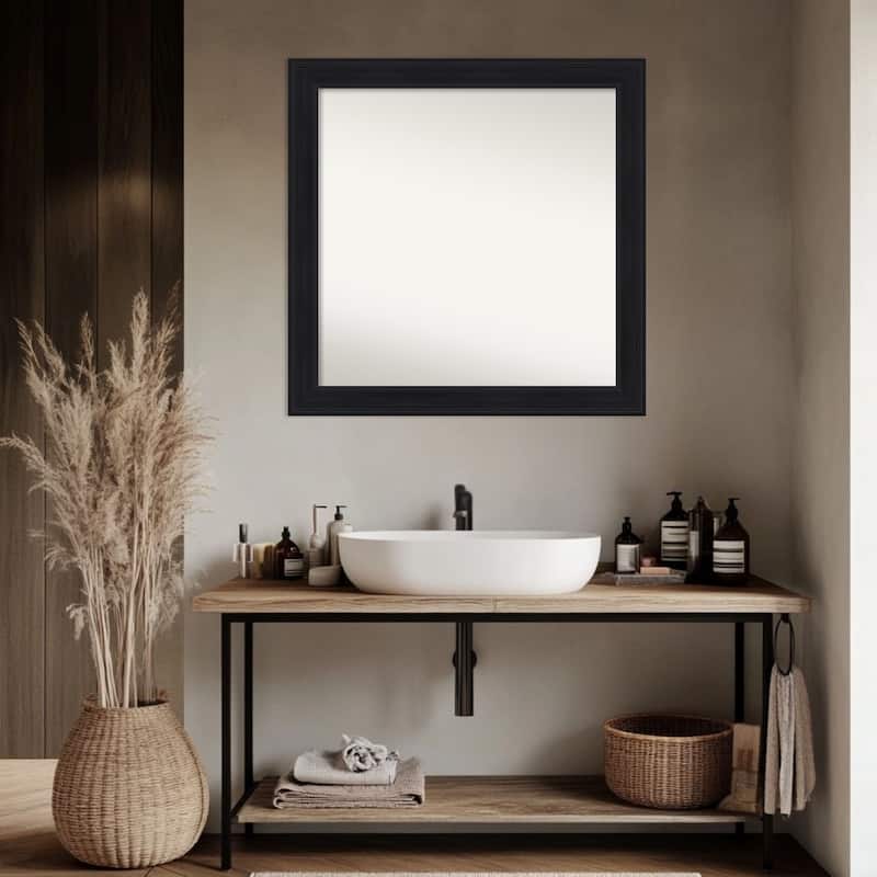 Abbey Black Non-Beveled Framed Bathroom Vanity Wall Mirror - Abbey Black