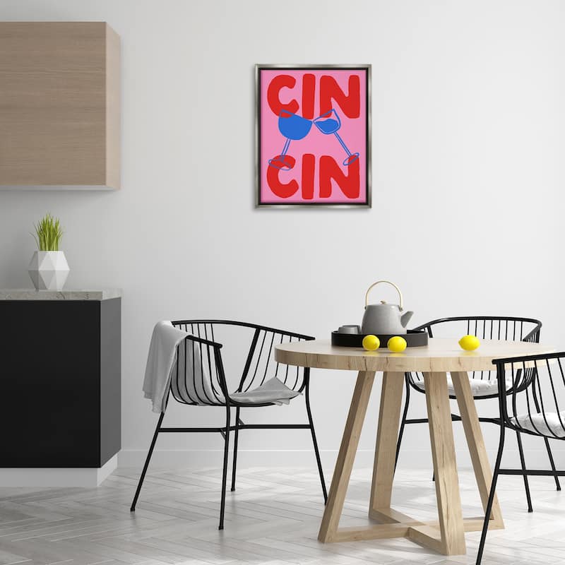 Stupell Bold Cin Cin Cheers Framed Floater Canvas Wall Art Design By House of Lulu