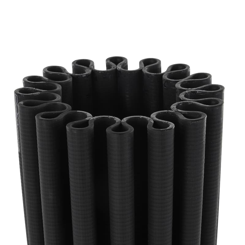 Ceramic Abstract Dimensional Ribbed Decorative Vase with Cylindrical Ridges - Black - Roche River Decor