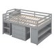 preview thumbnail 93 of 103, Modern Wooden Loft Bed with Retractable Writing Desk and 3 Drawers, Storage Stairs and Shelves