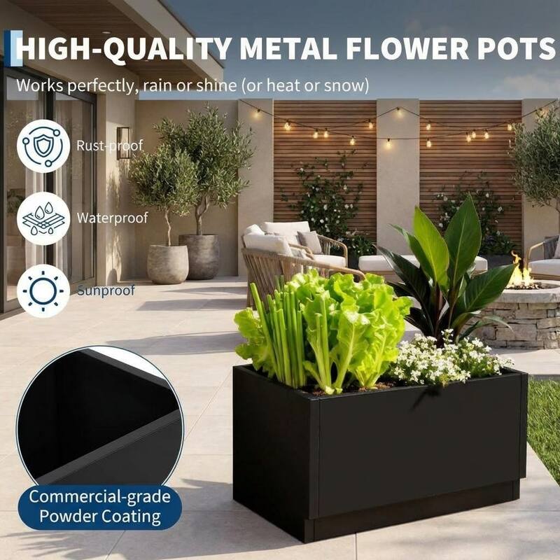 LED Metal Planter Box, with Exterior Light Strips & Controller