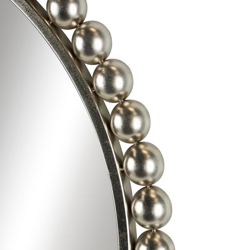 Metal Wall Mirror with Bead Detailing - Gold or Silver - CosmoLiving by Cosmopolitan