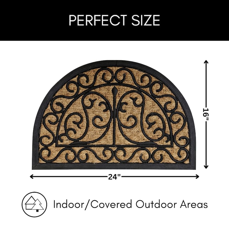 Half Circle Door Mat 24x16 Inch - 16 W x 24 L x 1/4 H