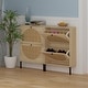 preview thumbnail 3 of 7, Rattan Shoe Organizer Storage Cabinet-Natural Wood