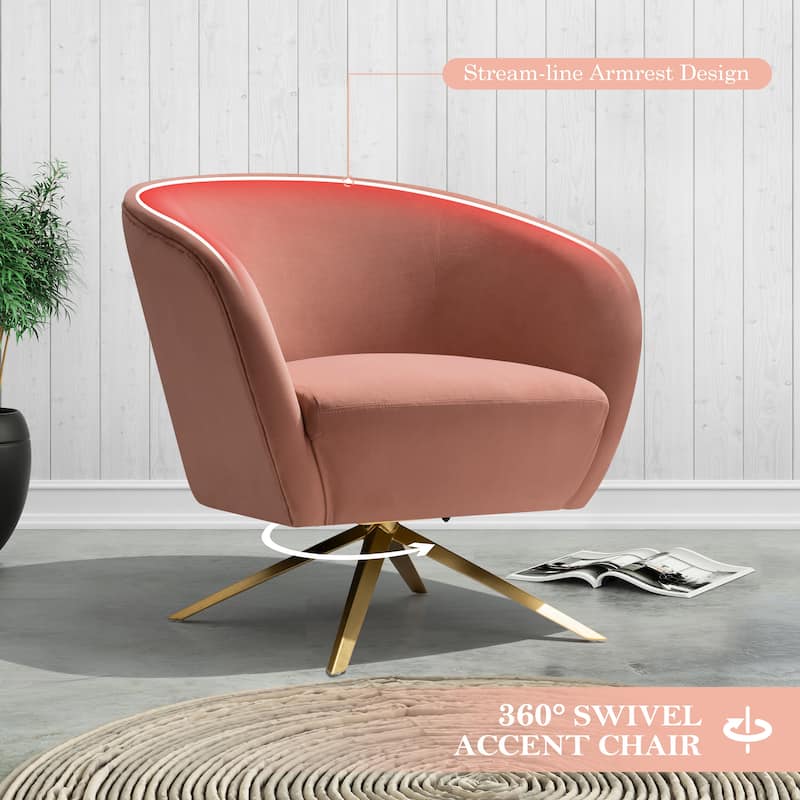 Modern Upholstered 360-degree Swivel Accent Chair Faux Leather Sofa Chair