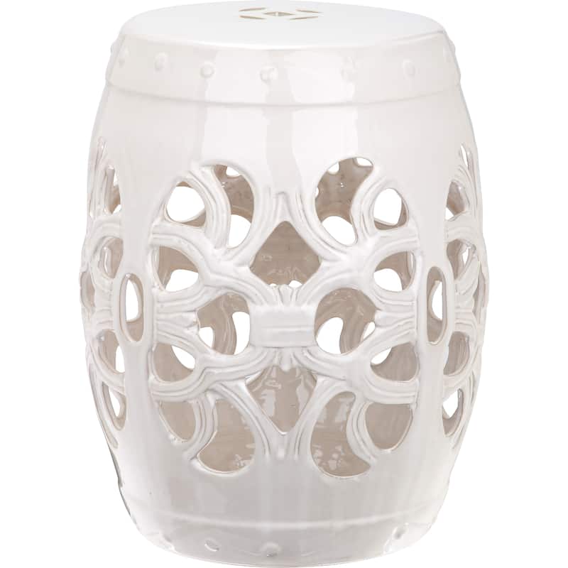 SAFAVIEH Dojna Vine White Ceramic Decorative Garden Stool