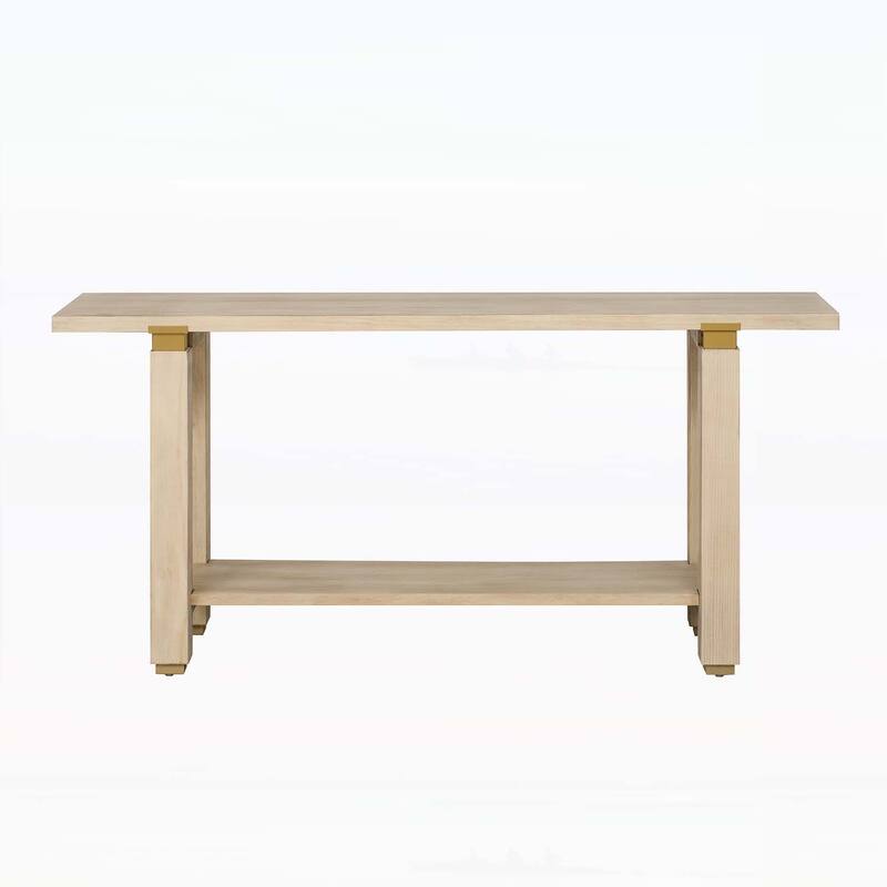 Stylish Modern Console Table with Metal Accents and Practical Built