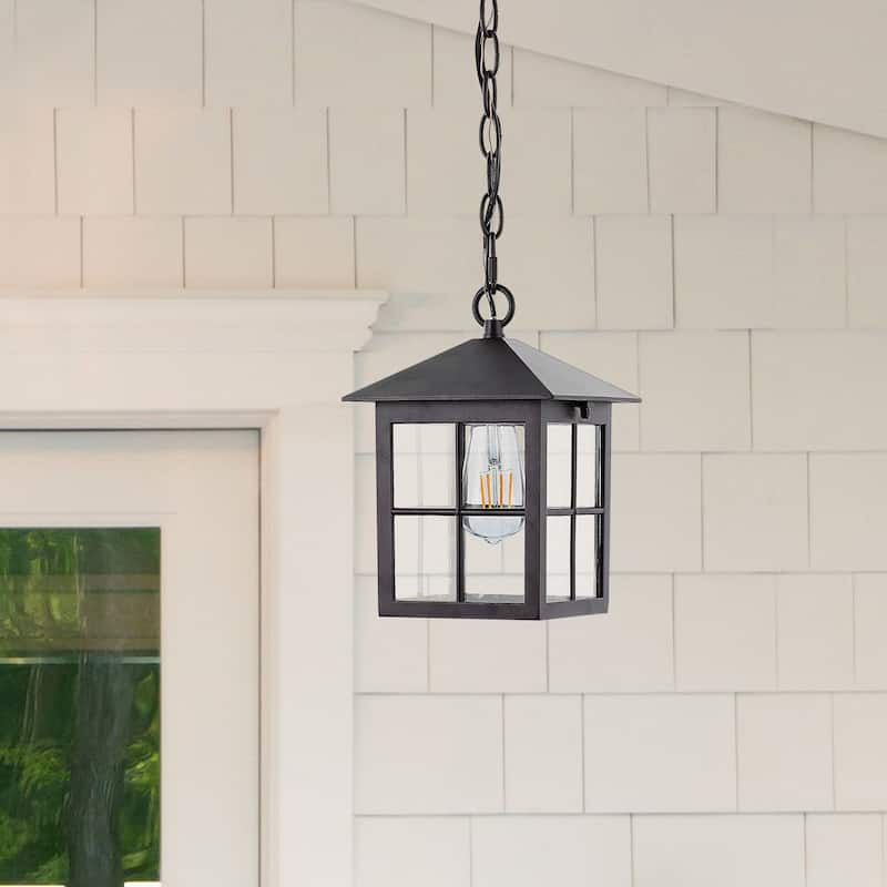 SAFAVIEH Lighting Dore Outdoor Pendant/Black - 7" W x 7" D x 15-87" H - 7Wx7Dx87H