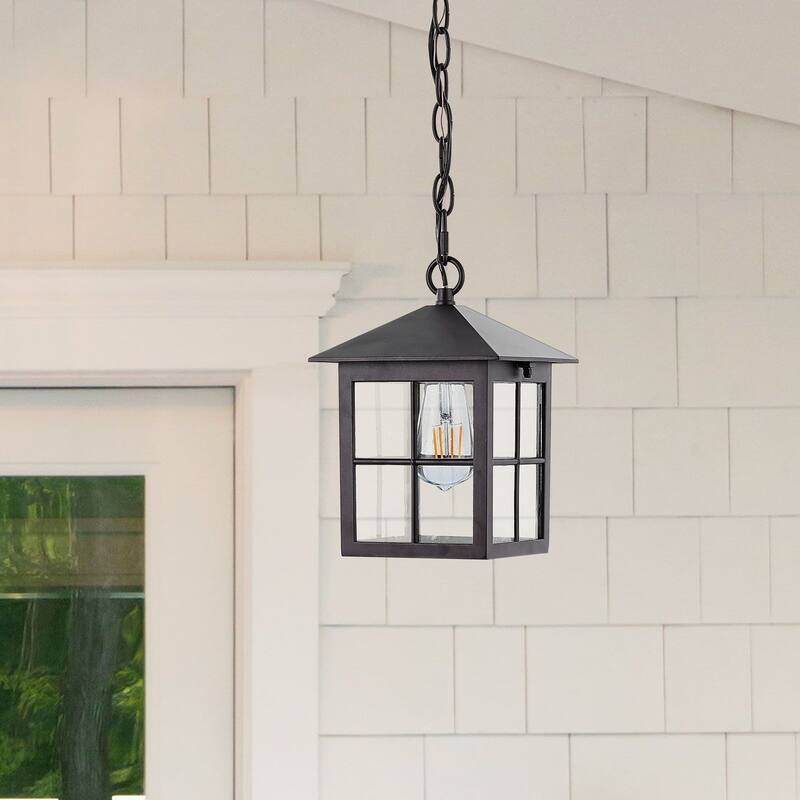 SAFAVIEH Lighting Penryn Outdoor Pendant/Black - 7"W x 7"D x 87"H