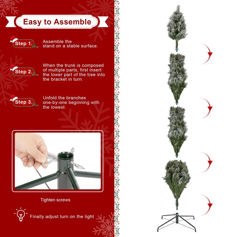 Glitzhome 11ft Pre-Lit Flocked Slim Pine Artificial Christmas Tree with 850 Lights and Foot Pedal