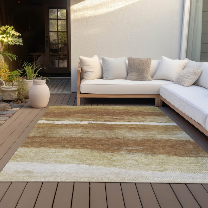 Machine Washable Indoor/Outdoor Watercolor Ombre Chantille Rug - Paprika - 10' x 14'