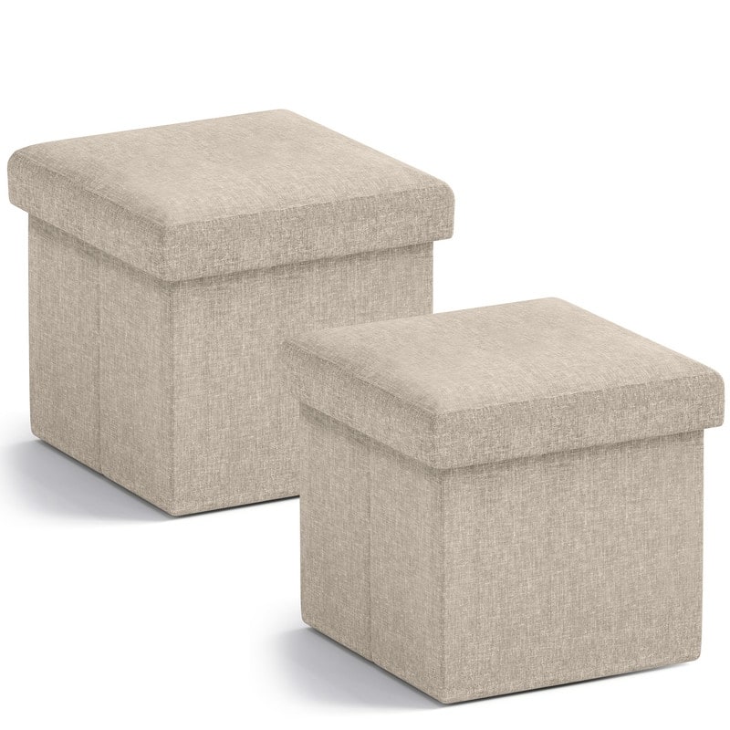 2 Pack Small Foldable Square Storage Ottoman Cube