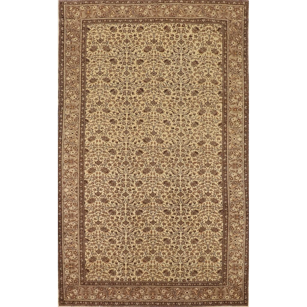 All-Over Anatolian Turkish Vintage Rug Handmade Floral Wool Carpet - 6'5" X 9'6"