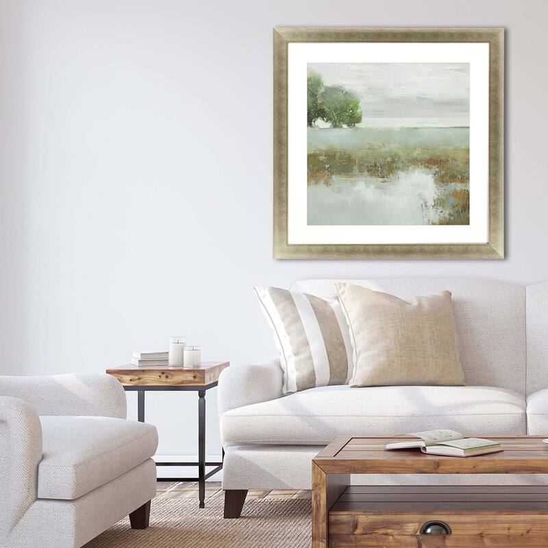 Trees and Creek I Framed Art Giclee Under Glass - Green