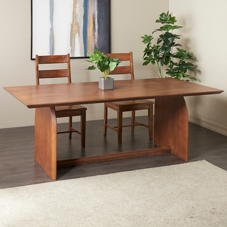 Brown Mango Wood Mid Century Modern Dining Table with Arched Legs - Bed ...
