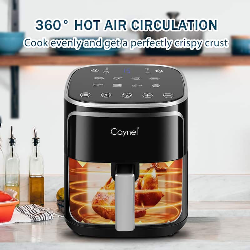 Caynel 5 Quart Digital LED Touch Screen Air Fryer, 1400w Countertop Oven, Black