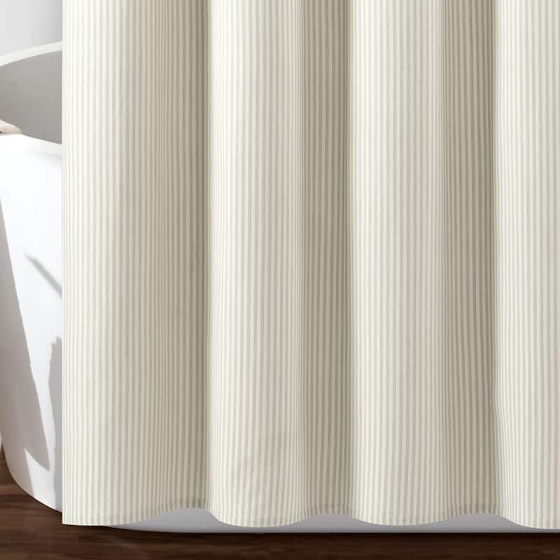 Lush Decor Farmhouse Vintage Stripe Yarn Dyed Eco-Friendly Recycled Cotton Shower Curtain