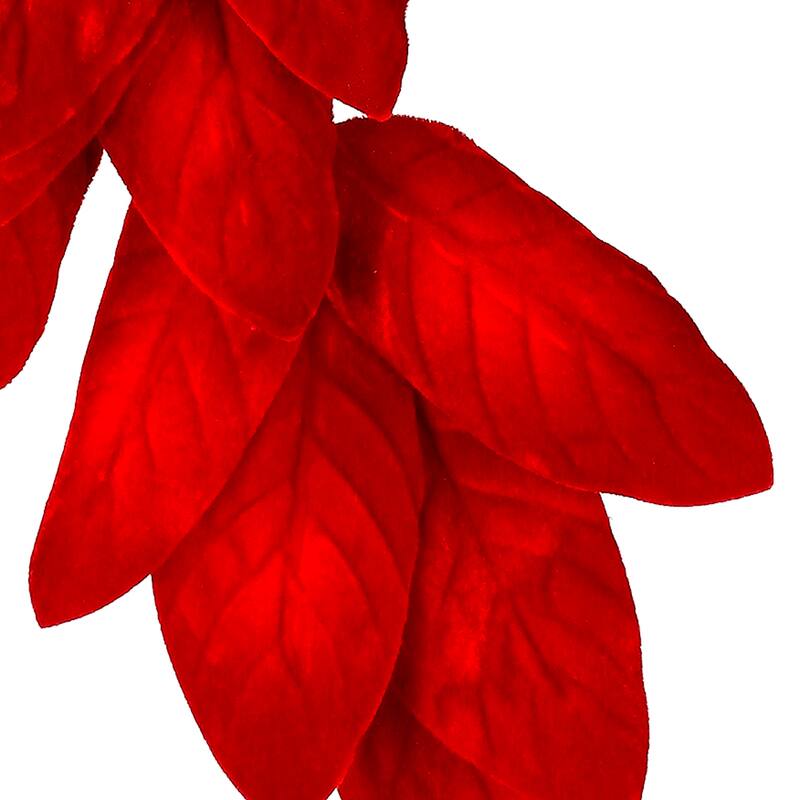 48" Deluxe Velvet Magnolia Leaf Garland - Red