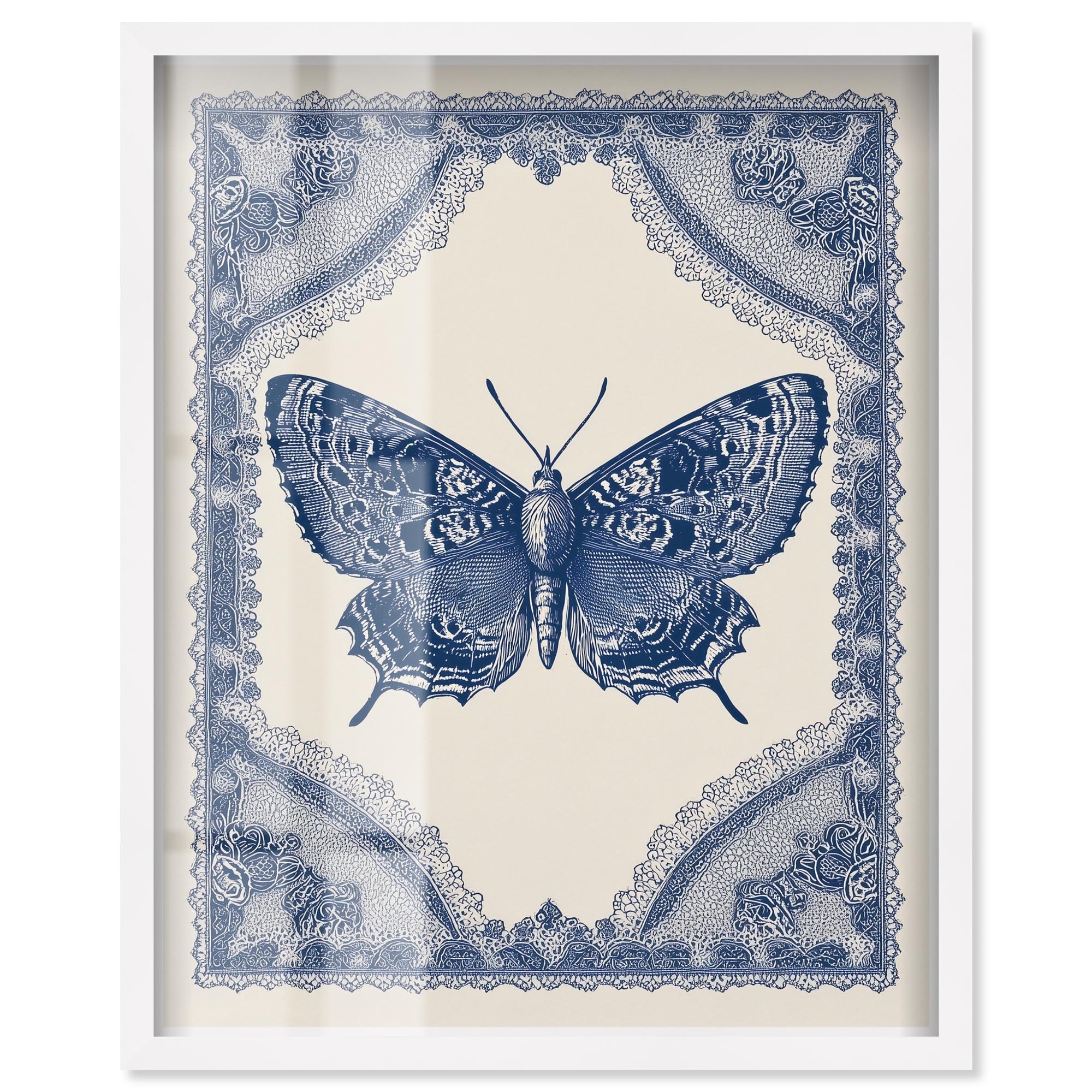 Blue Butterfly Kitchen Wall Decor Shadowbox Print by Art Remedy