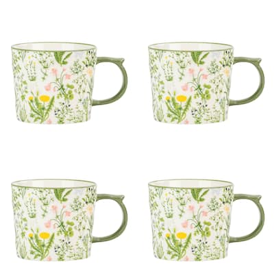 10 Strawberry Street Madison Flora Mugs, Set of 4