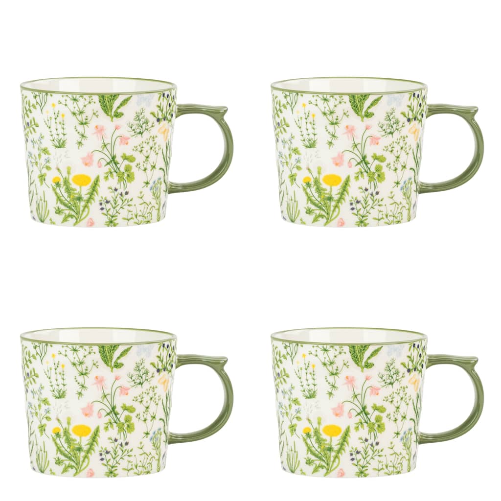 10 Strawberry Street Madison Flora Mugs, Set of 4