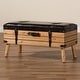 preview thumbnail 12 of 11, Amena Dark Brown PU Leather and Oak Wood Large Storage Ottoman