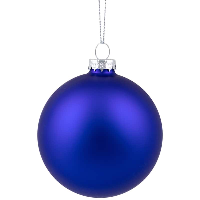 9ct Shiny Matte Blue and Silver Glass Ball Christmas Ornaments 2.5"