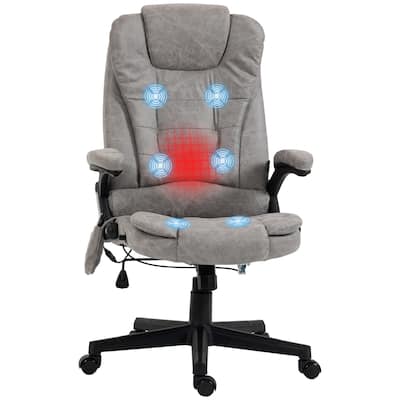 PU Leather 360° Swivel High Back Office Recliner with Vibration Massage, Lumbar Heating, Adjustable Height