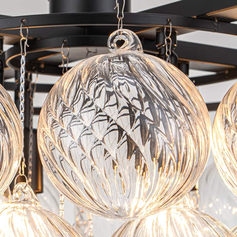 Starsky 8- Light 23in. Modern Glam Cluster Glass Bubble Chandelier with 28 Swirled Glass Globe Bubble