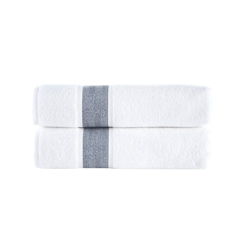 Brooks Brothers Ottoman Rolls 2 pcs Bath Sheets - Navy