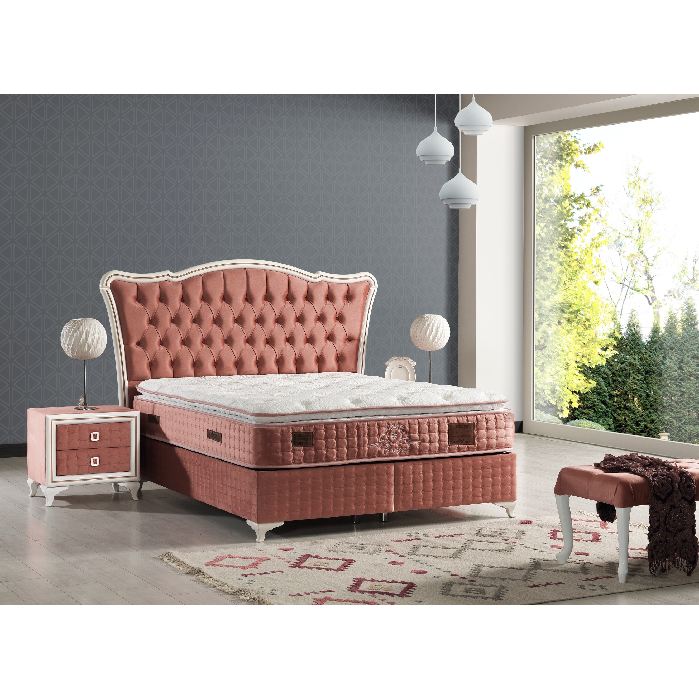 Modern King Bedroom Set / J M Knotch Modern Brown Lacquer Finish King