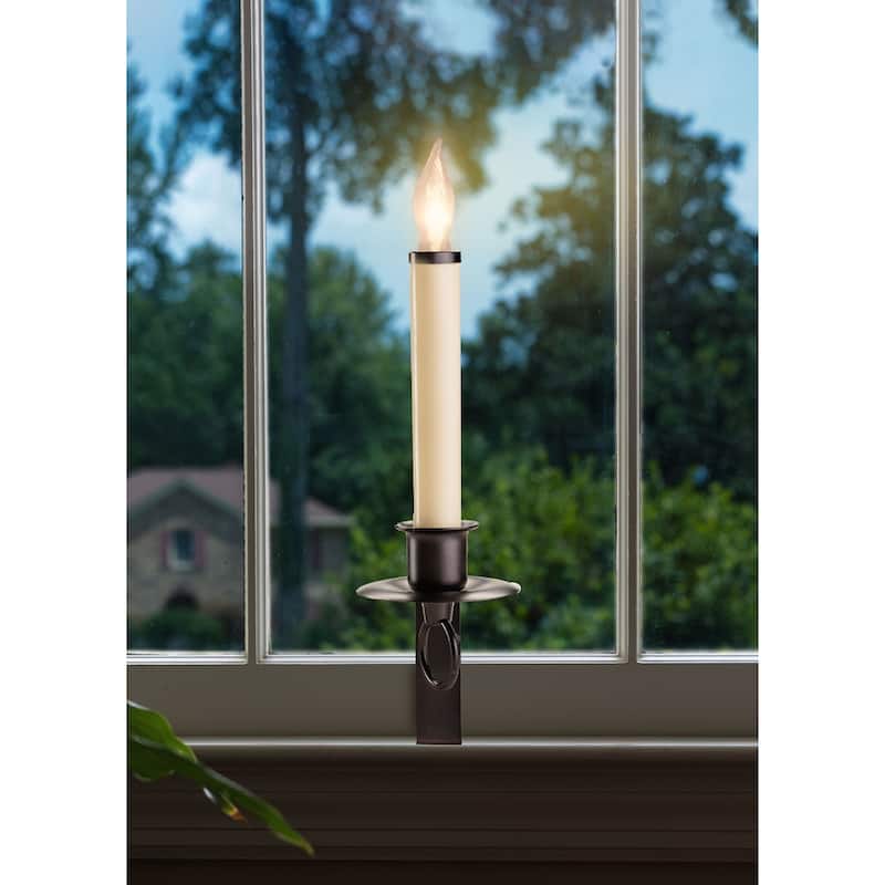 LED Lighted Window Candles with Bronze Wall Bracket - 12" - Set of 4