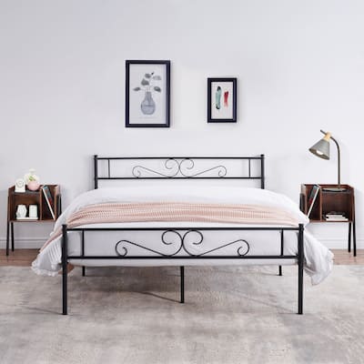 Tamika 3-pieces Metal Bed Frame Modern Storage Nightstands Set