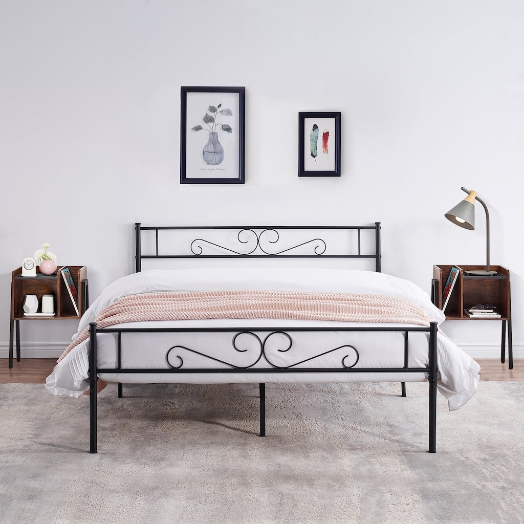 Tamika 3-pieces Metal Bed Frame Modern Storage Nightstands Set
