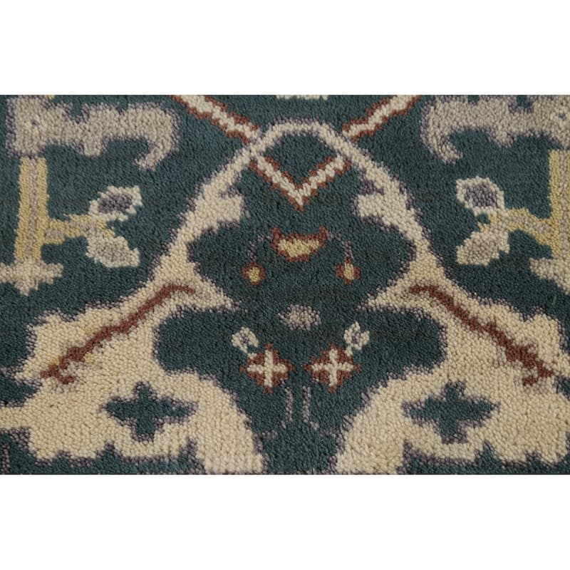 Teal Oushak Indian Runner Rug Hand-Knotted Wool Carpet - 2'7"x 9'11"