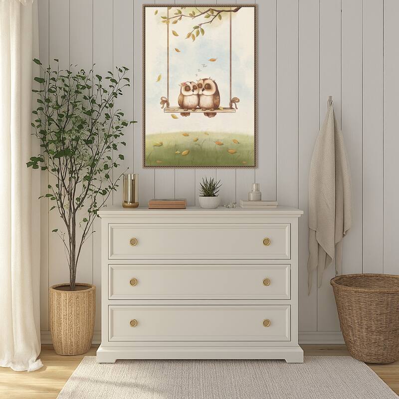 Owls In Love by Xuan Thai Framed Canvas Wall Art Print