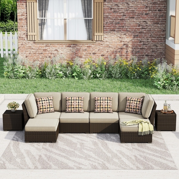 brown wicker patio couch