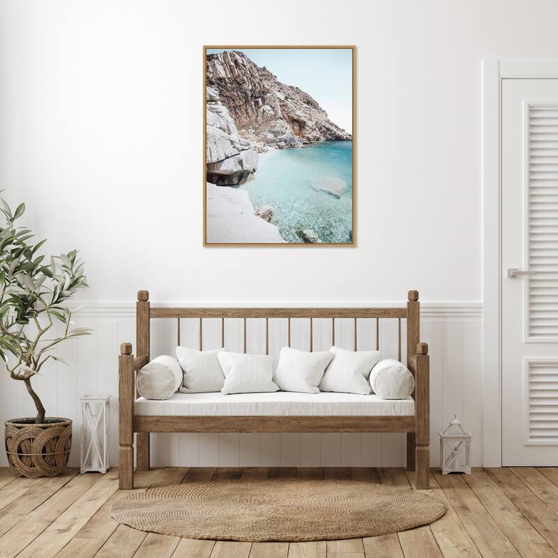 Ikaria Seychelles Beach by Bella Eve Framed Canvas Wall Art Print - Sylvie Natural