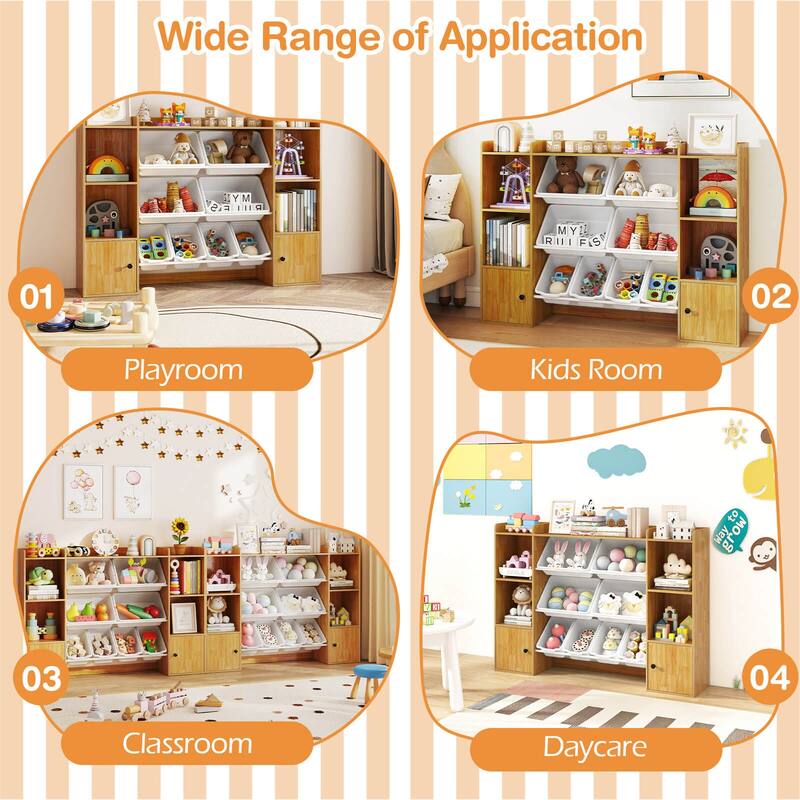 Costway Kids Toy Storage and Bookshelf with 8 Boxes Open Shelves & 2 - See Details