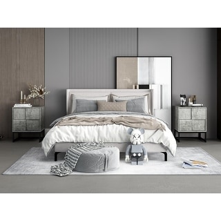 Geometric Elements Design Nightstand with 2 Drawer - Bed Bath & Beyond ...