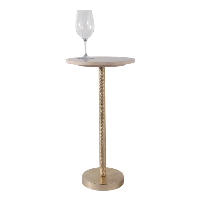 Metal and Stone Accent Table with Aluminum Base - Modern Stylish Side Table for Home Decor